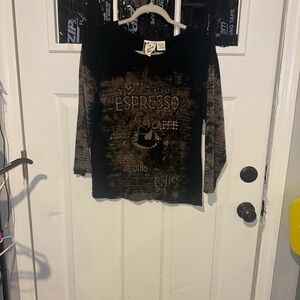 Vintage Espresso Graphic Women's Short Sleeve Tee - Black and Brown